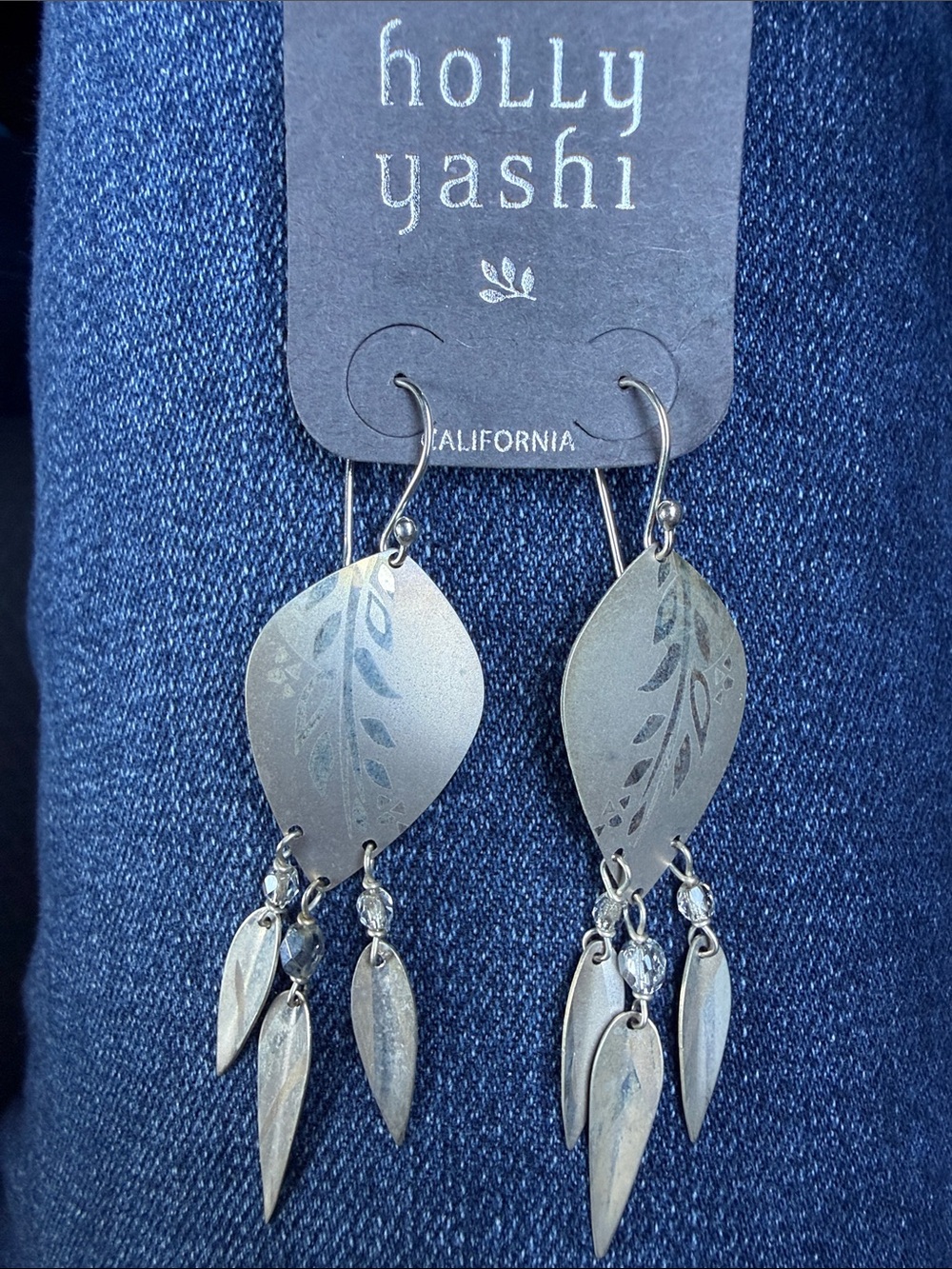 Silver Leaf Dangle Earrings